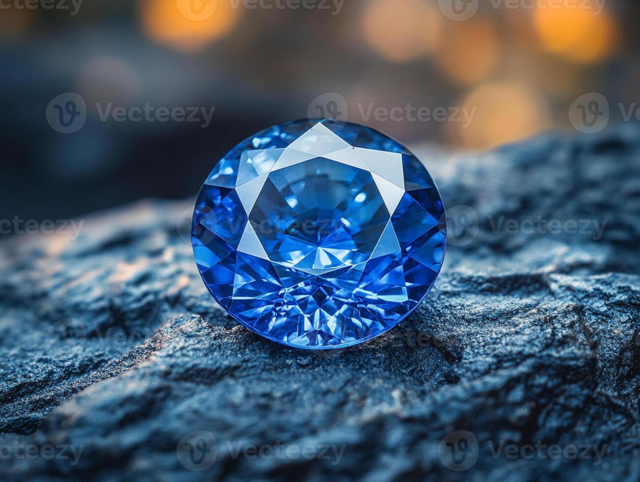 Brilliant Blue Sapphire Gemstone with Sparkling Facets photo