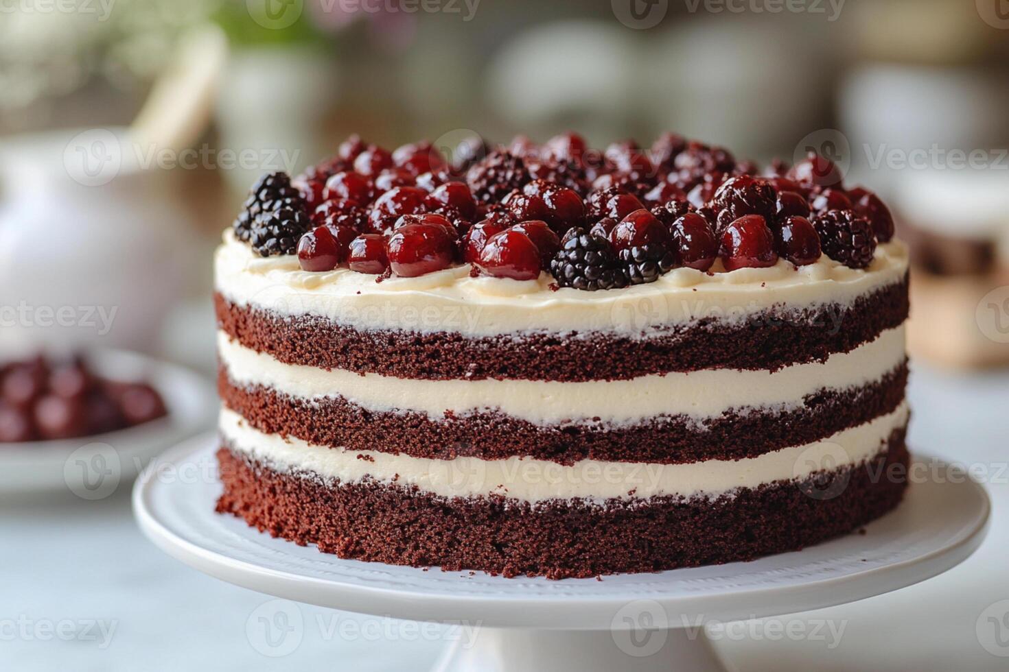Rich and Decadent Black Forest Cake with Whipped Cream photo