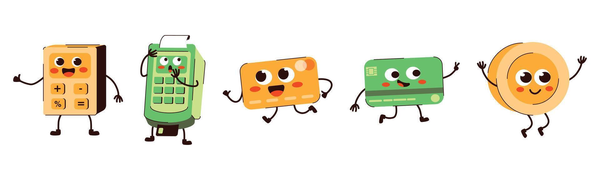 Whimsical financial characters, A lighthearted illustration of money matters vector