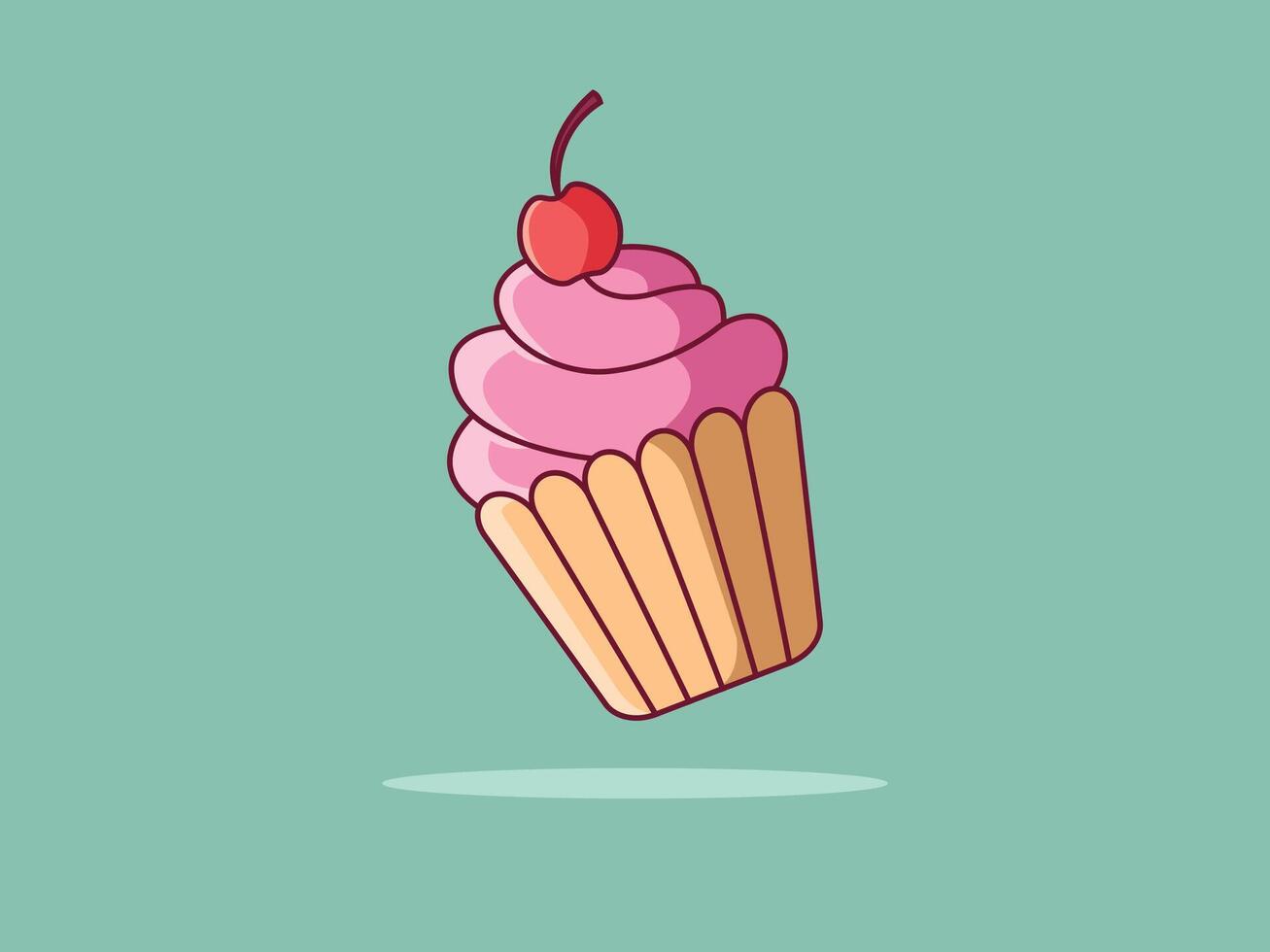 Ice cream with cherry on top vector