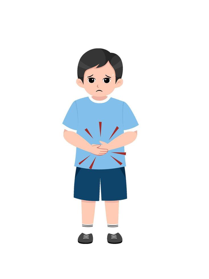 Illustration of a boy having a stomachache vector