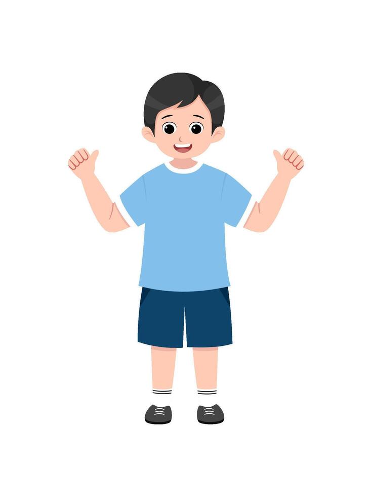 illustration of a boy showing a cheerful expression vector