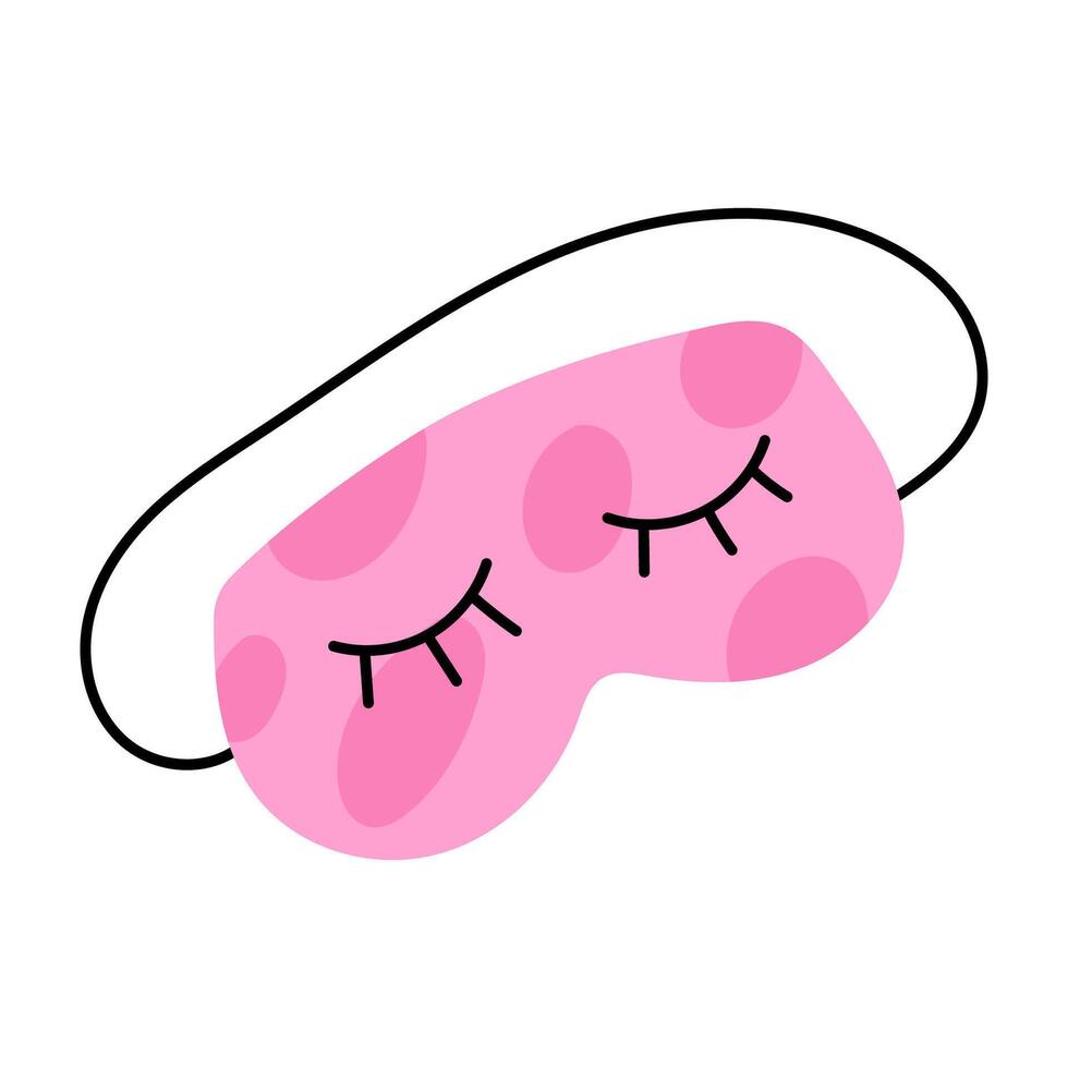 Pink cute sleeping mask. Flat illustration isolated on white background. vector