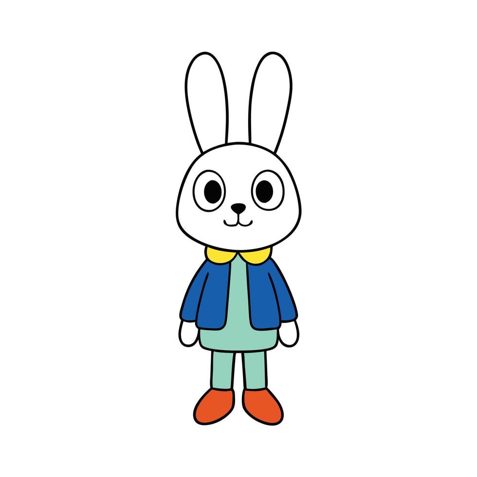 Cartoon Bunny in Jacket on Transparent Background for Digital Use vector