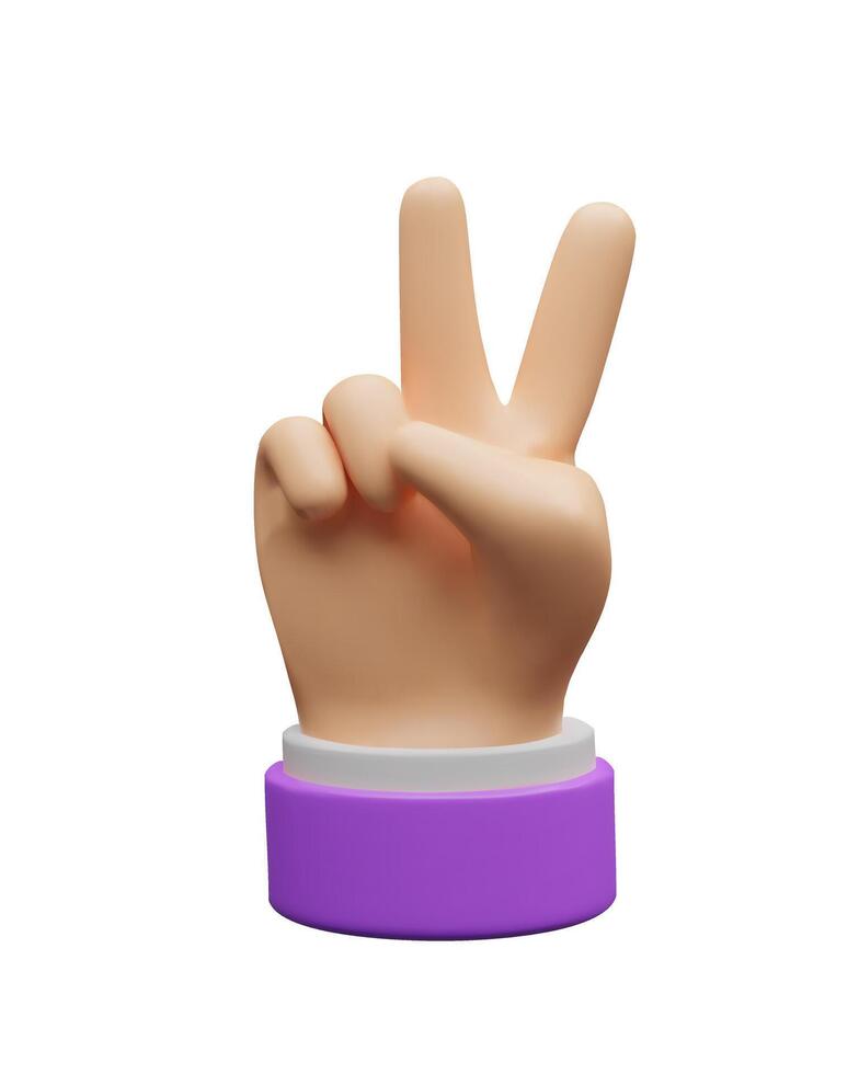 3d piece hand gesture. Three-dimensional illustration. Hippie symbol. Concept of communication about victory. Winner success human thumb. Positive harmony messages. Hello alternative vector