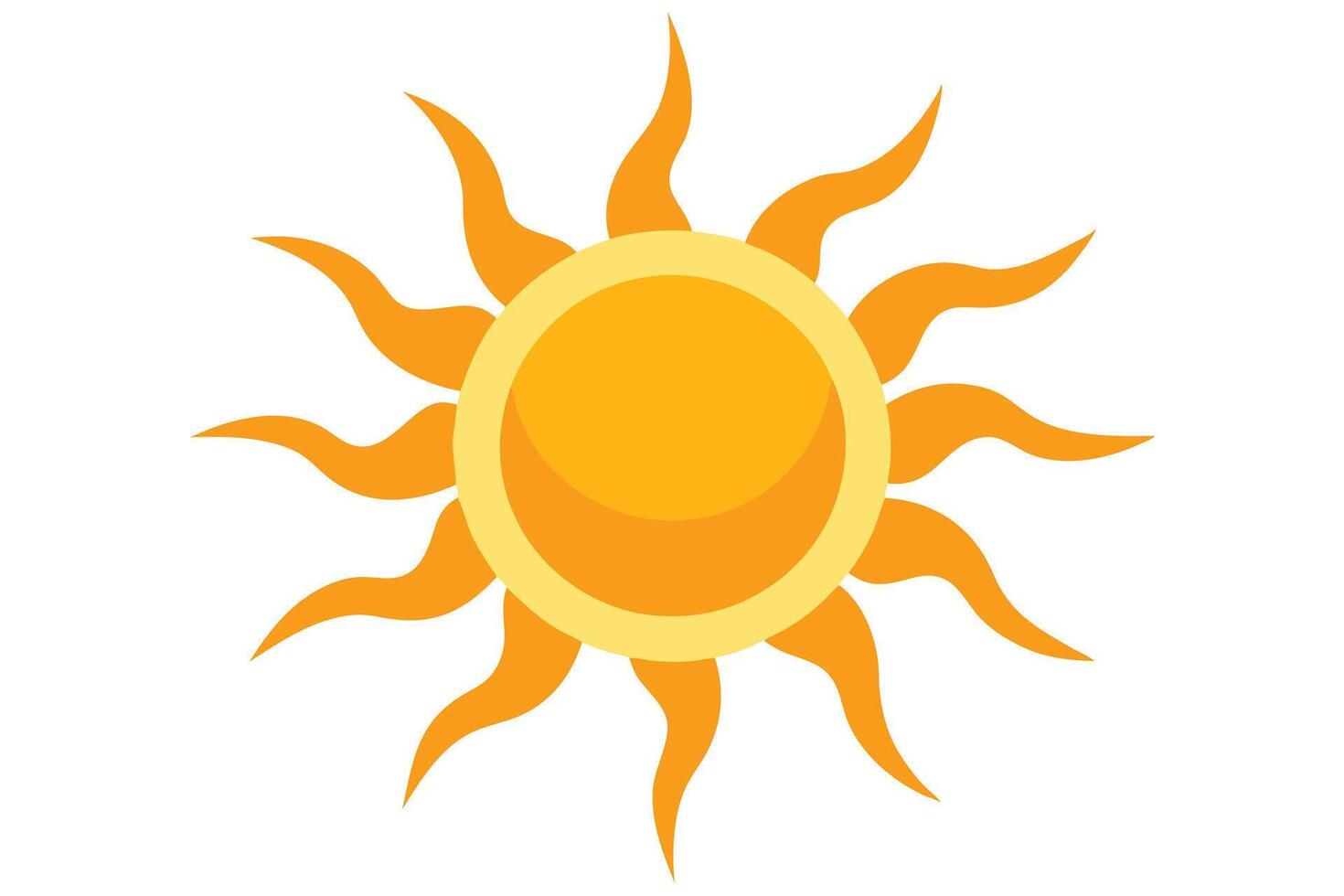 Cartoon Yellow Sun with Radiating Rays and Round Core vector