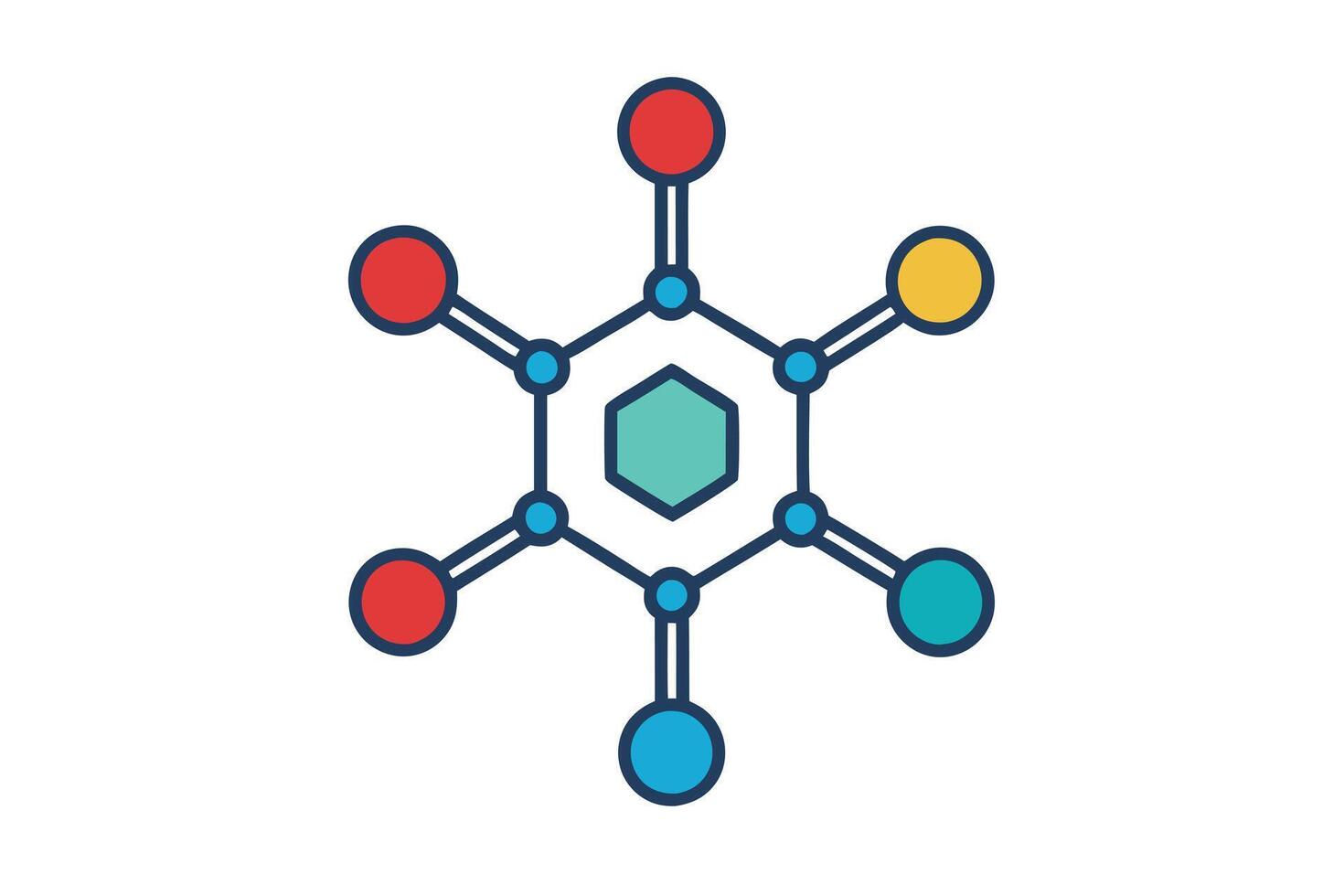 Molecular Structure Colorful Outline Hexagon and Circles vector