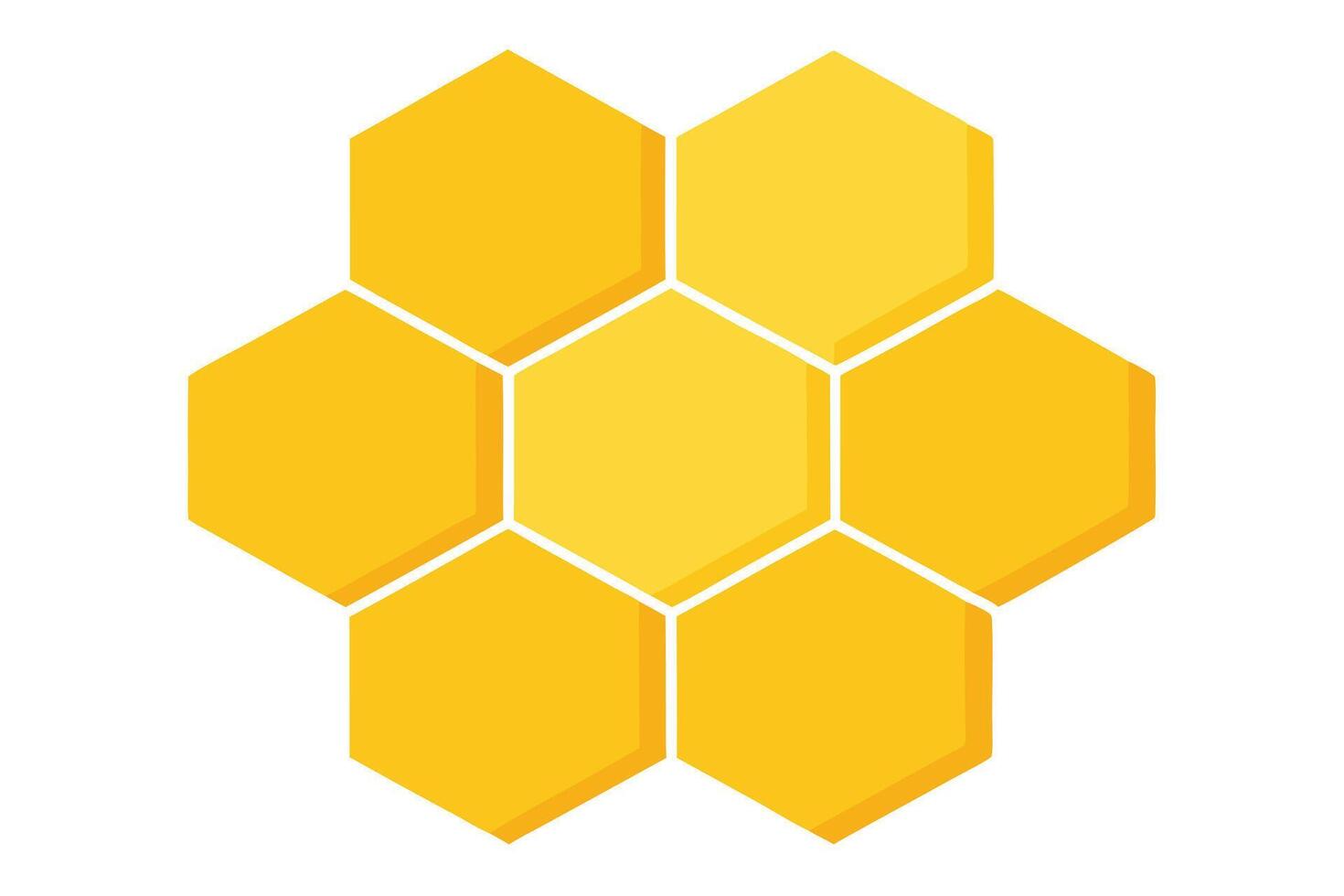 Honeycomb Pattern with Seven Interconnected Yellow Hexagons vector