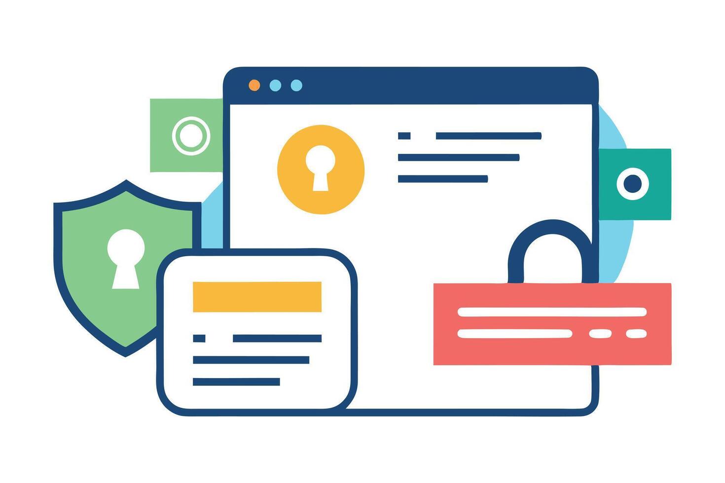 Data Security, Abstract with Shield, Lock, Keyhole, vector