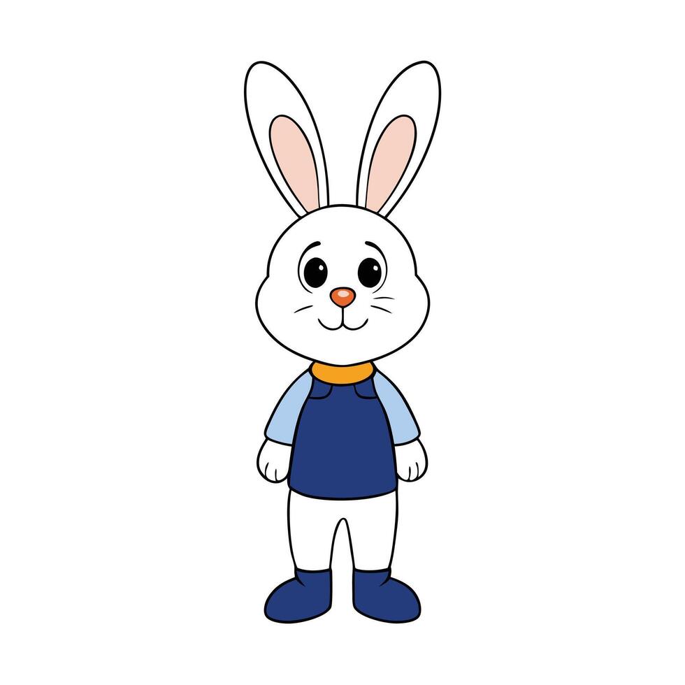 Cartoon White Rabbit Character Standing Upright vector