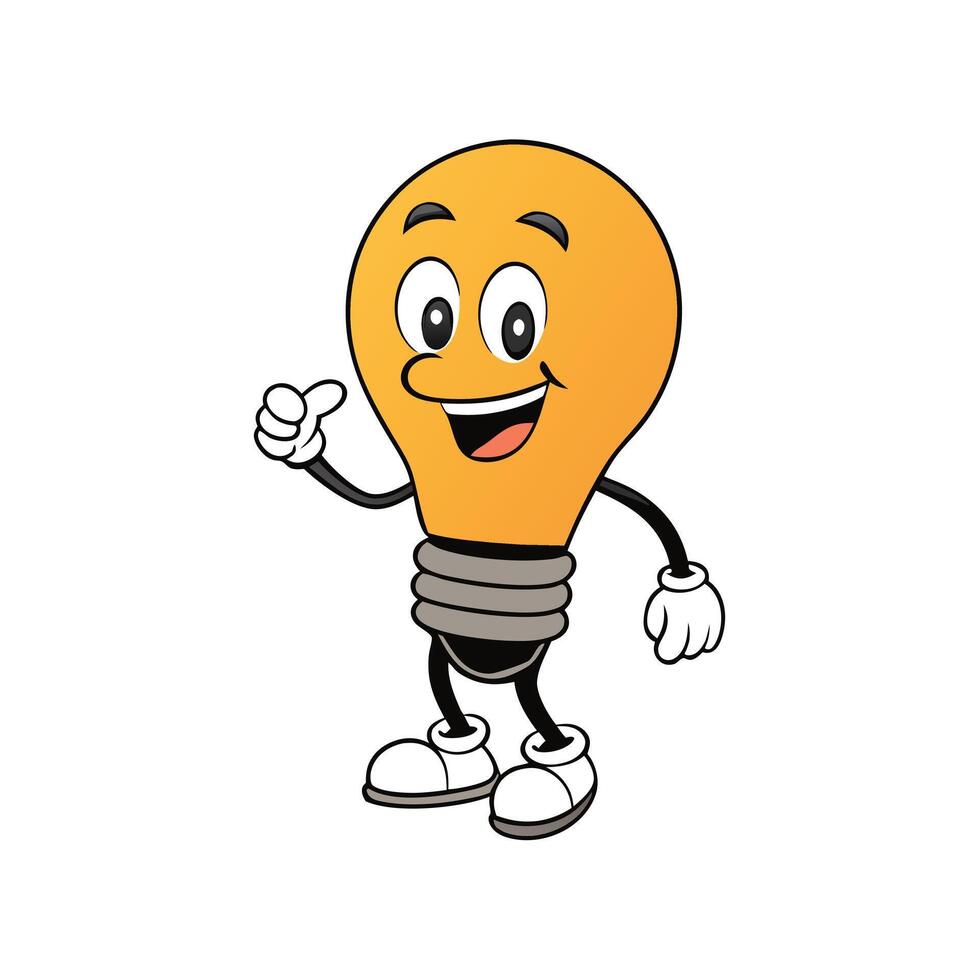 Joyful Light Bulb Cartoon Character giving Thumbs Up vector