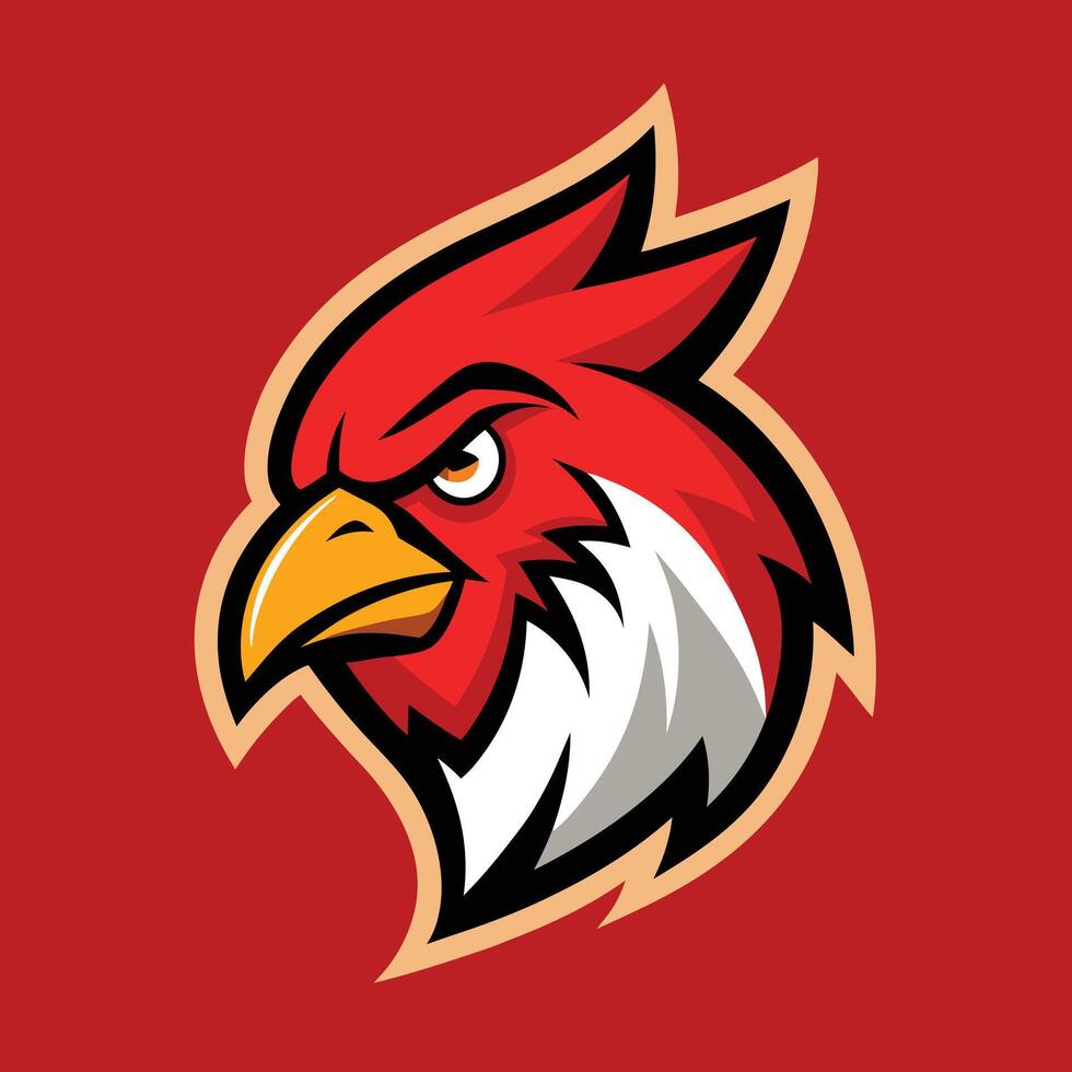 Red Bird Mascot Head Design with Sharp Eyes vector