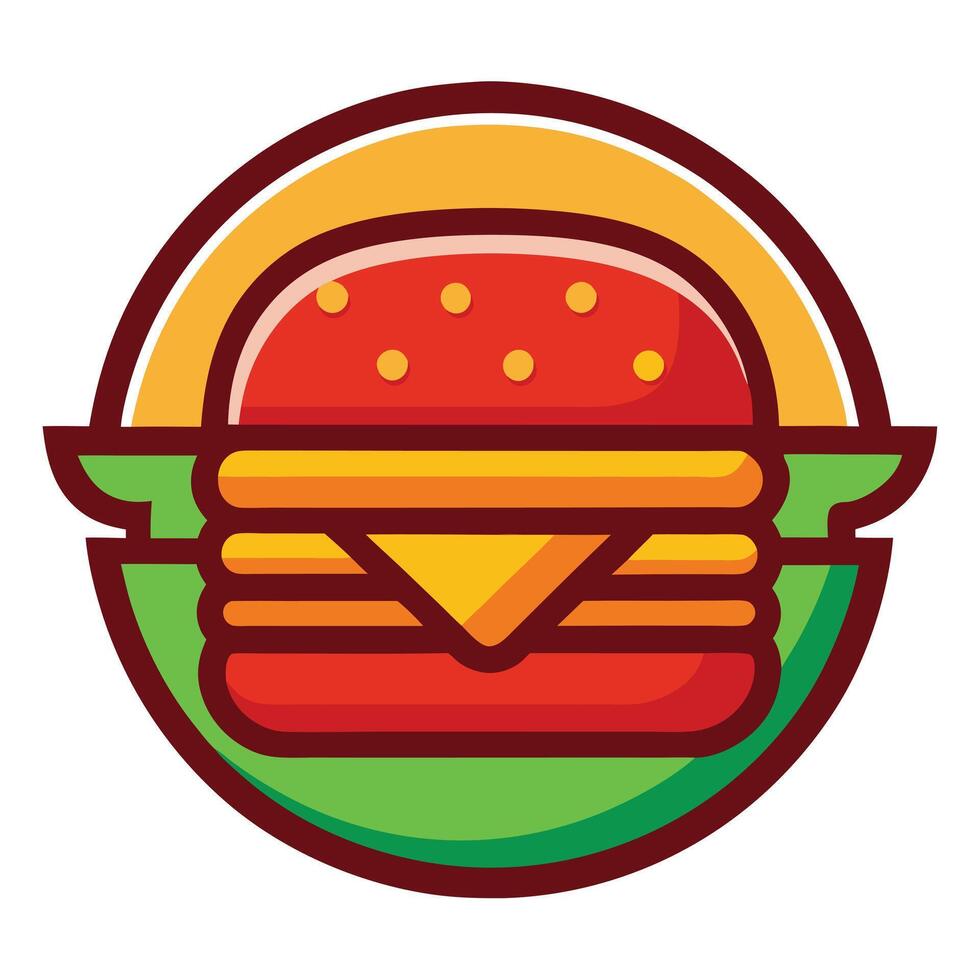Creative Round Emblem of Stylized Cheeseburger vector