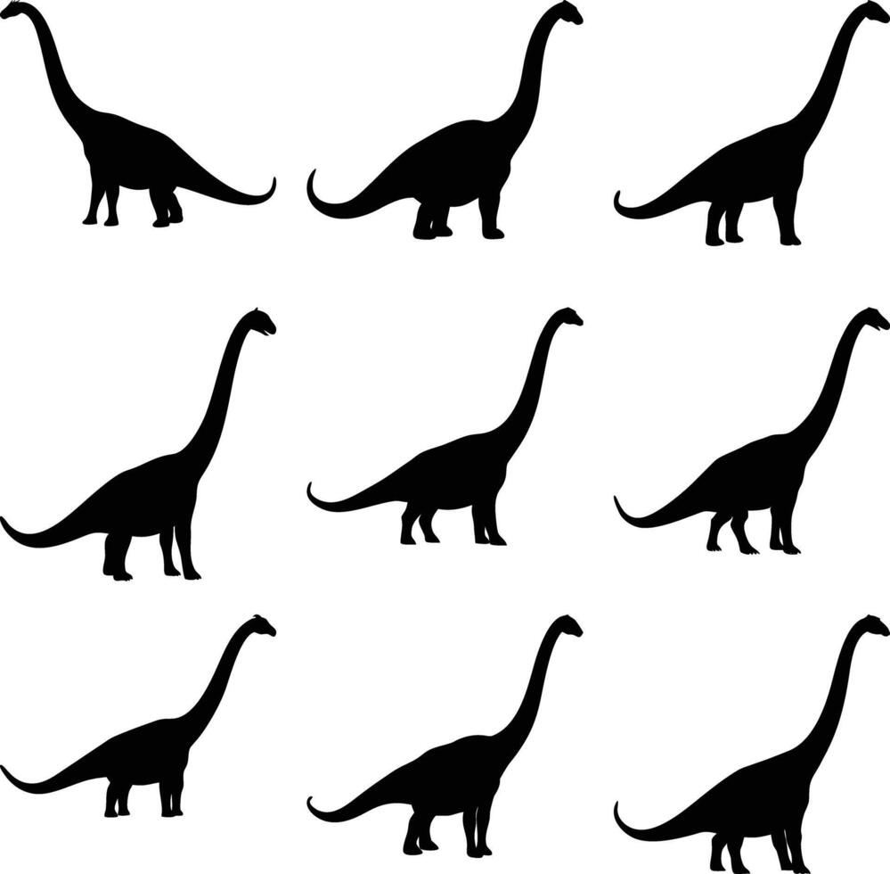 Sauropod Dinosaurs Silhouettes Pattern , Ancient Animals vector