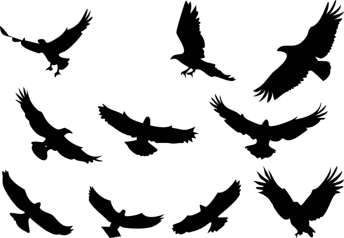Eagle Flying Silhouette, Bird Soaring, Animal Wildlife, Hawk Icon vector
