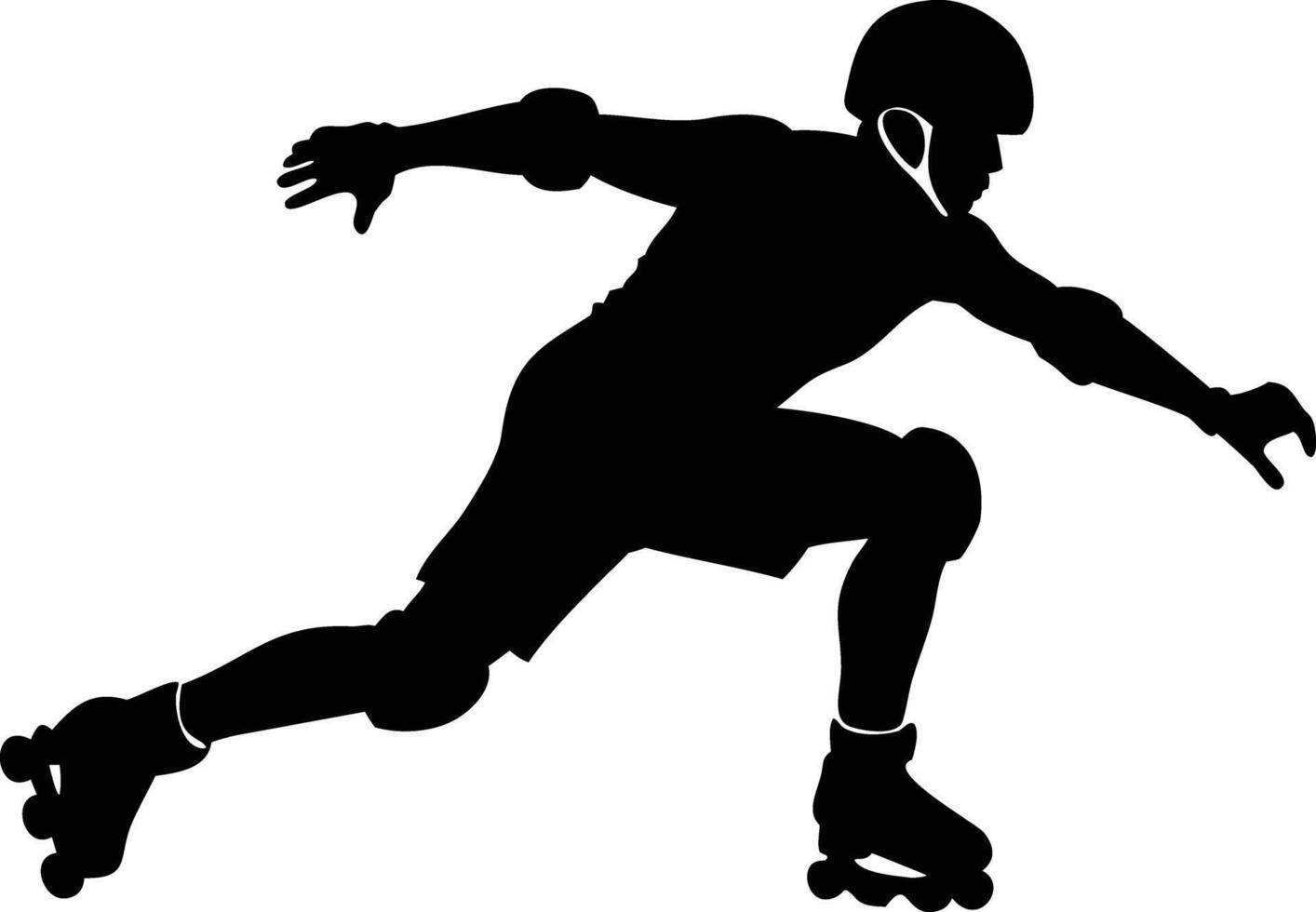 Silhouette Man in Full Protective Gear Inline Skating vector