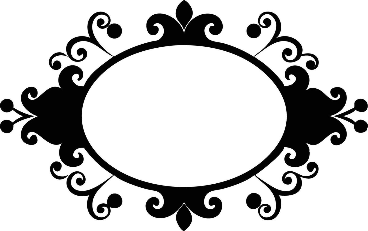 Elegant Black Oval Decorative Border Design vector