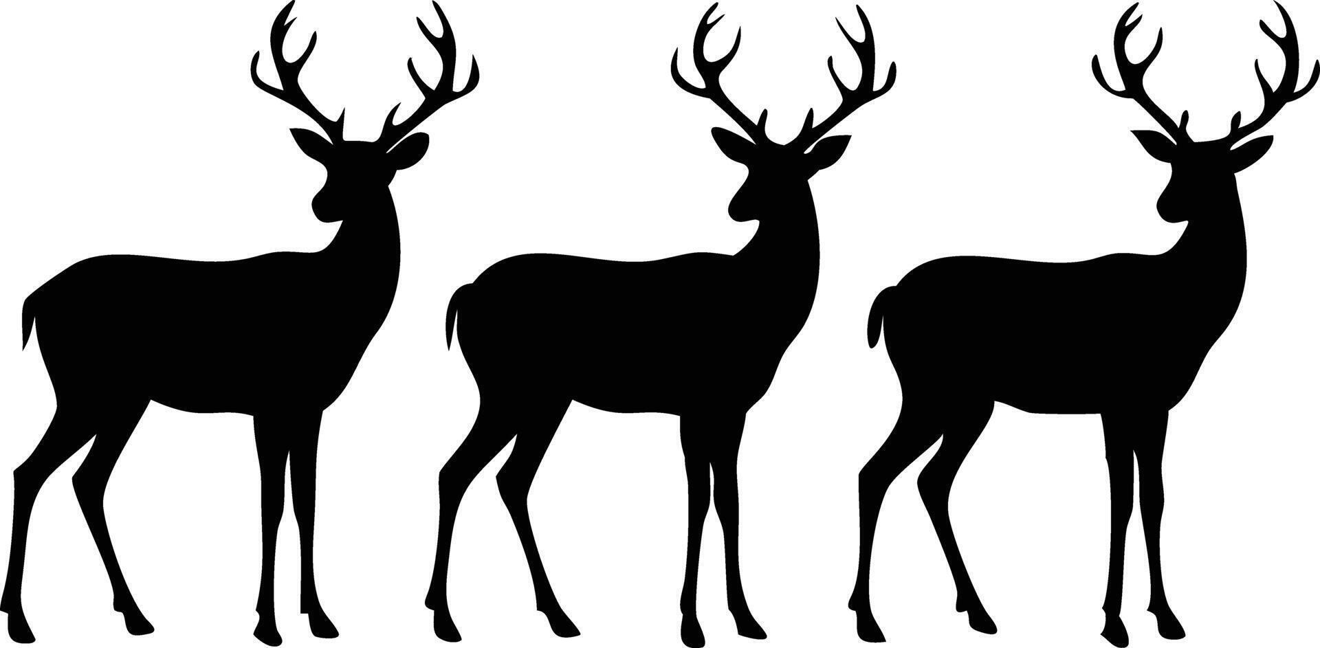 Three Deer Silhouettes Standing vector