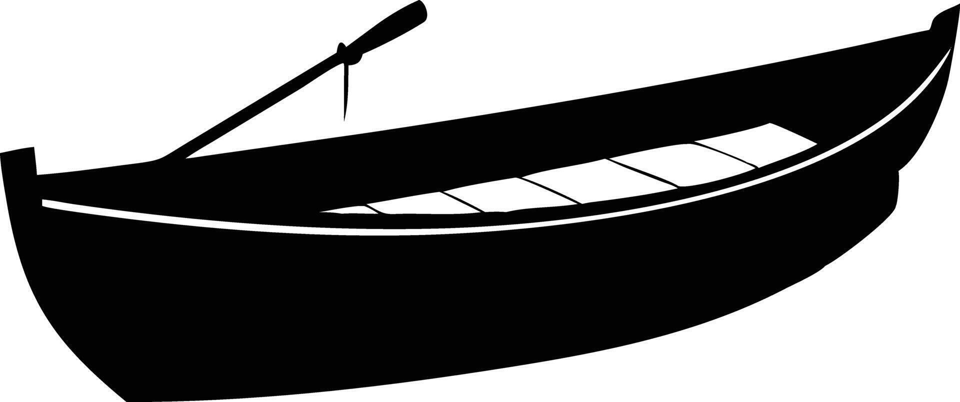 Silhouette of Fishing Boat with Oar vector