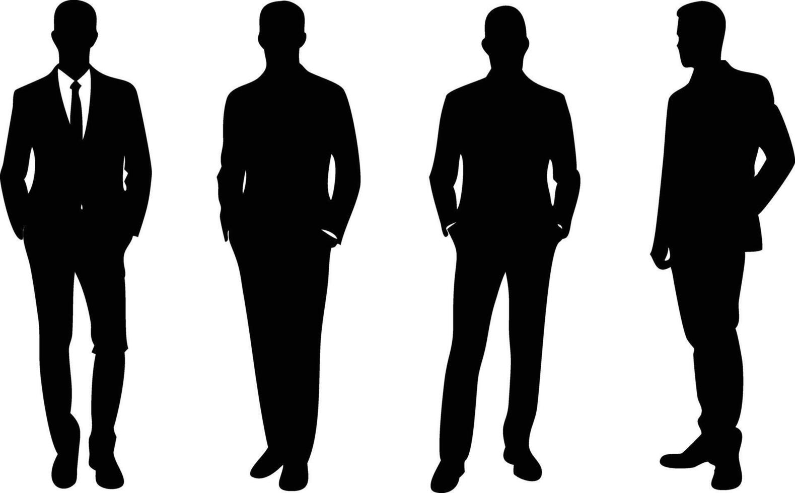 Diverse Men Silhouette Grouped, Suit and Tie, Team, Full Body Length vector