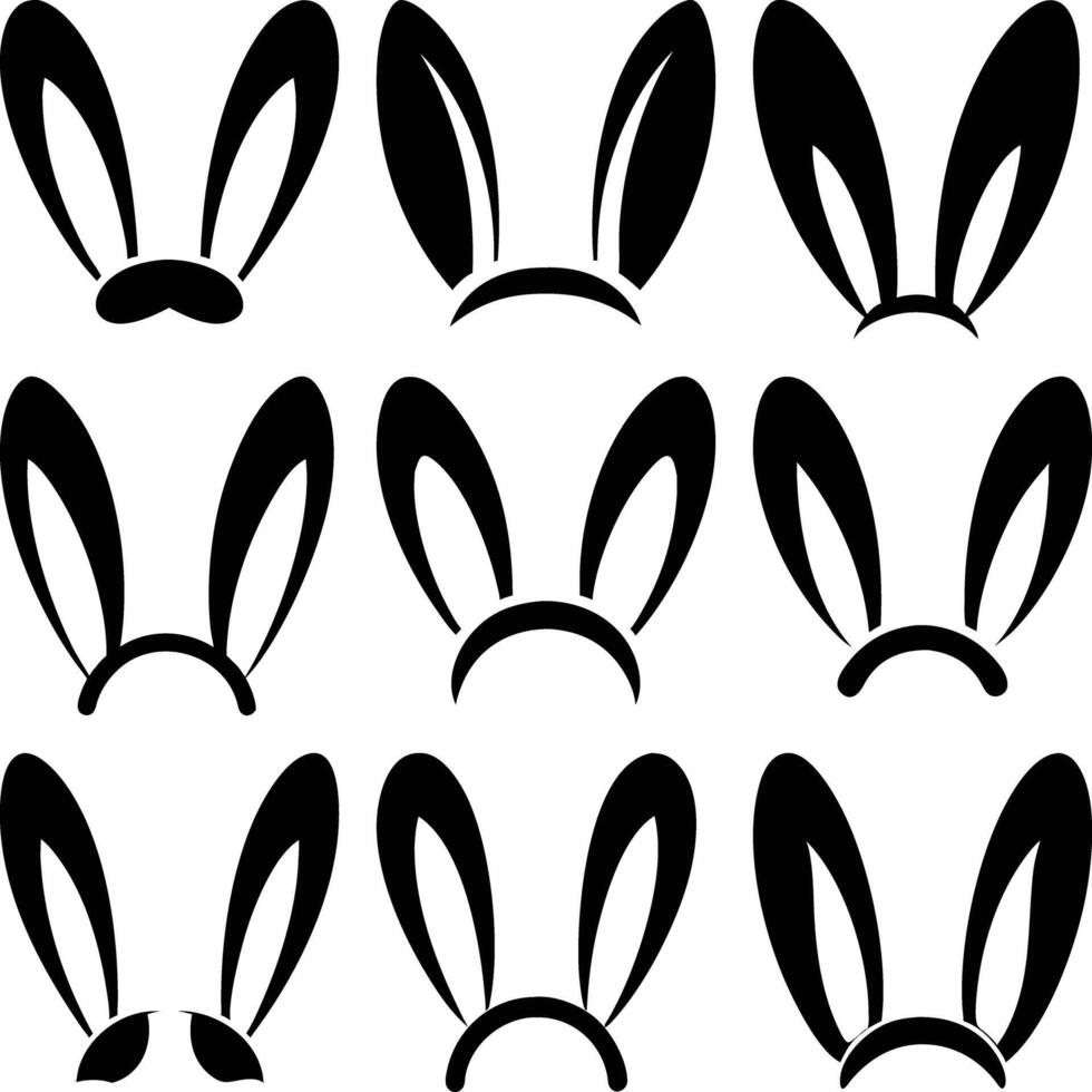 Bunny Ears Headband Collection, Easter Costume Accessory, Silhouette, vector