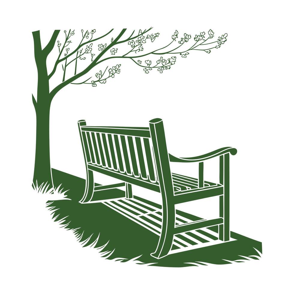Park and bench during the autumn vector