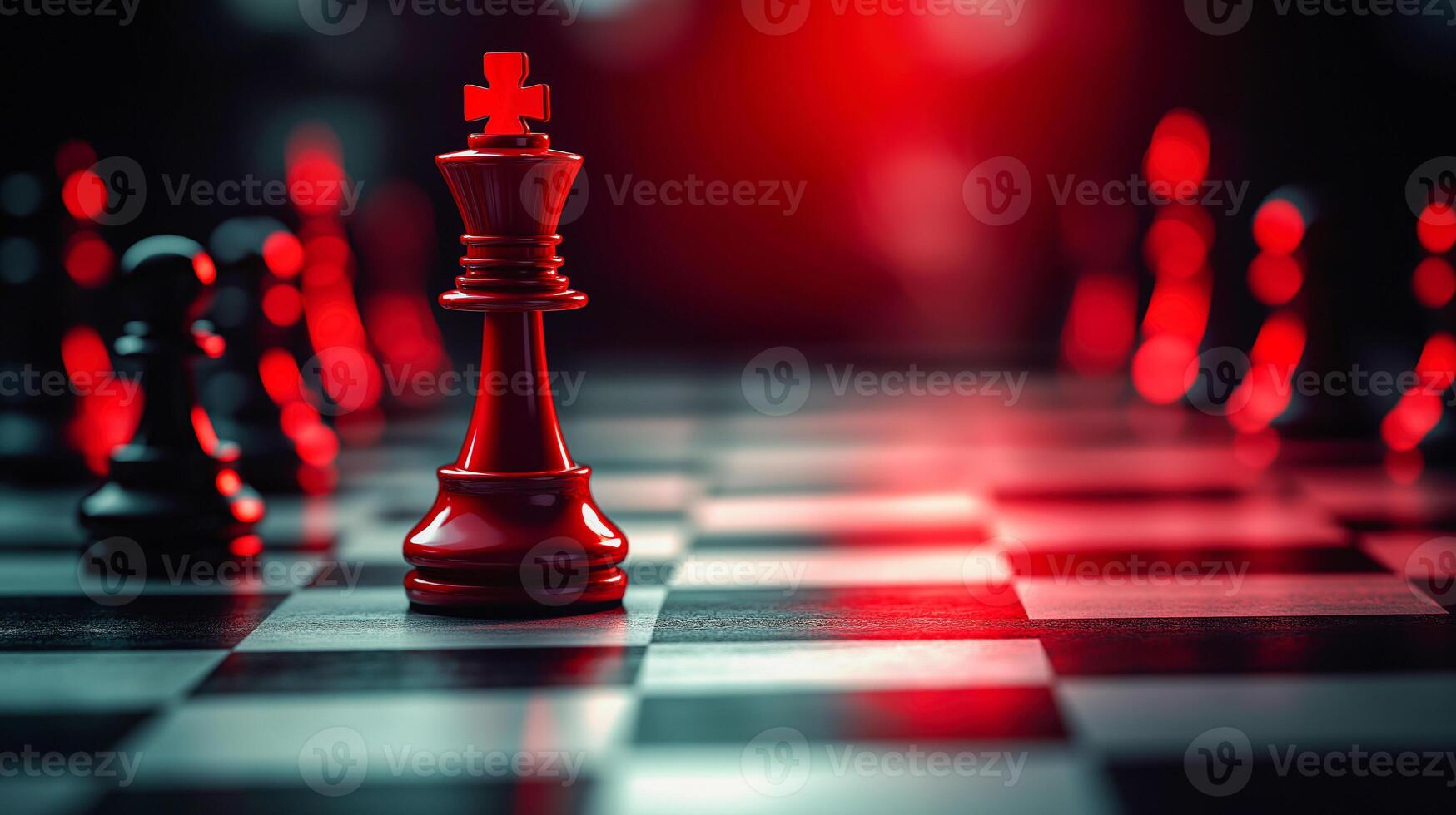 Dramatic Lighting on Chess Pieces in Intense Match Setting photo