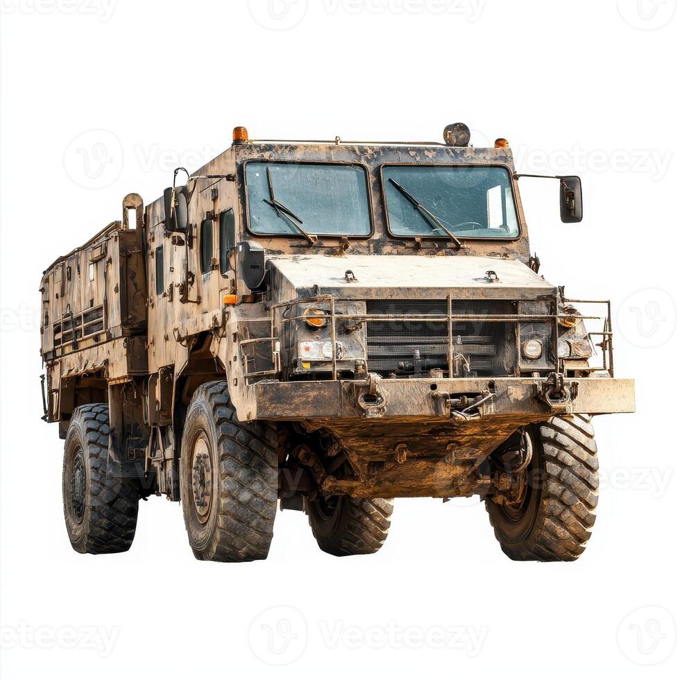 A rugged military vehicle designed for transport and utility in challenging terrains photo
