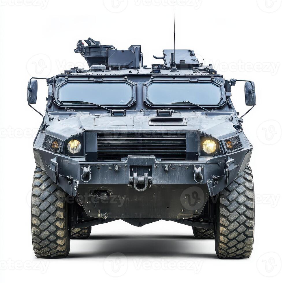 A military armored vehicle designed for transport and protection photo