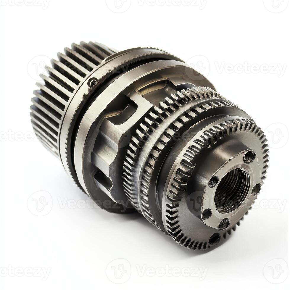 A metallic gear assembly used in mechanical systems for power transmission photo
