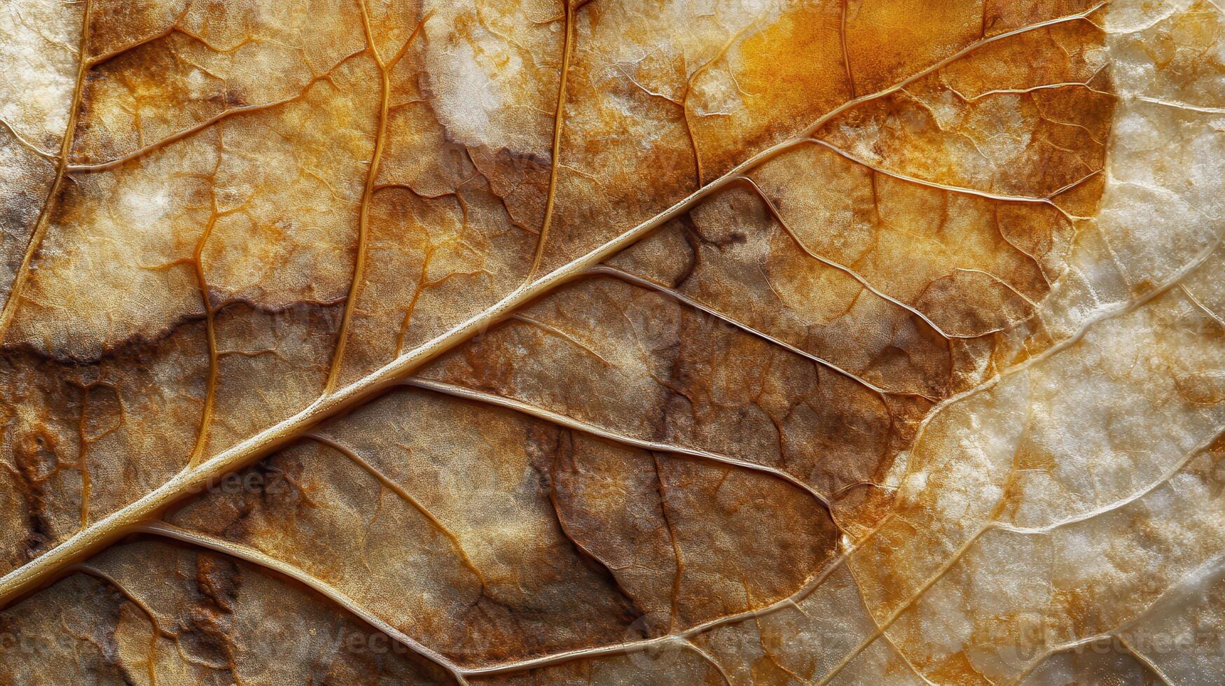 Close-up of a dried leaf showcasing intricate veins and textures photo