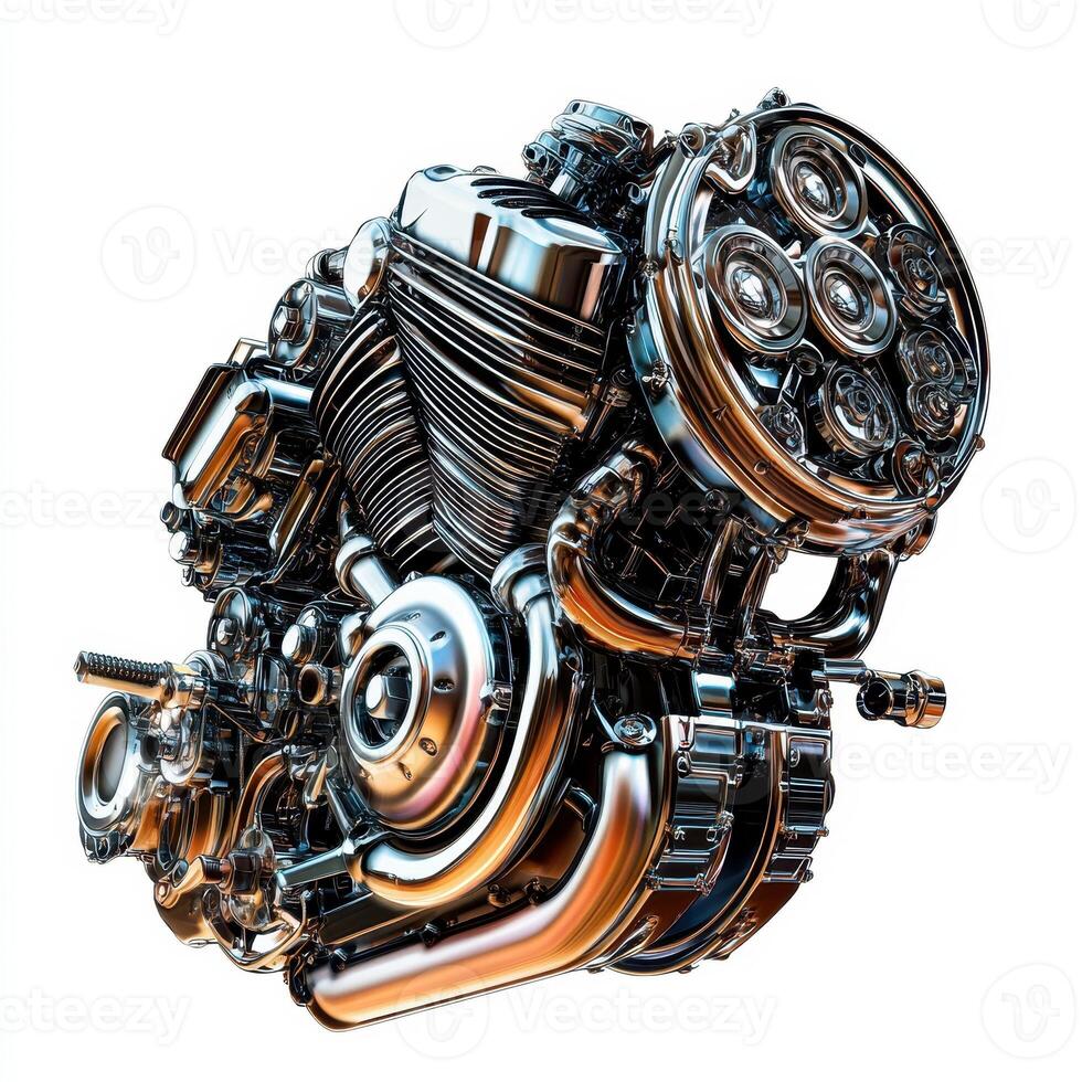 A detailed 3D rendering of a complex engine showcasing mechanical design and technology photo