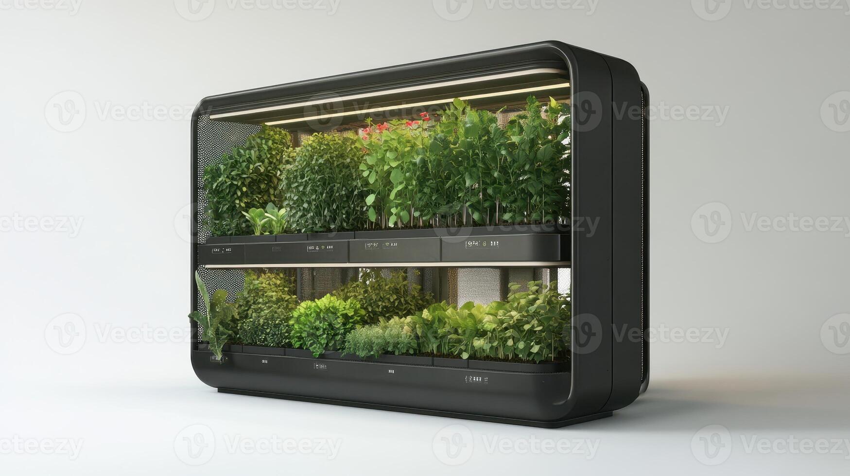 Modern indoor garden system with multiple plant tiers for efficient growth photo