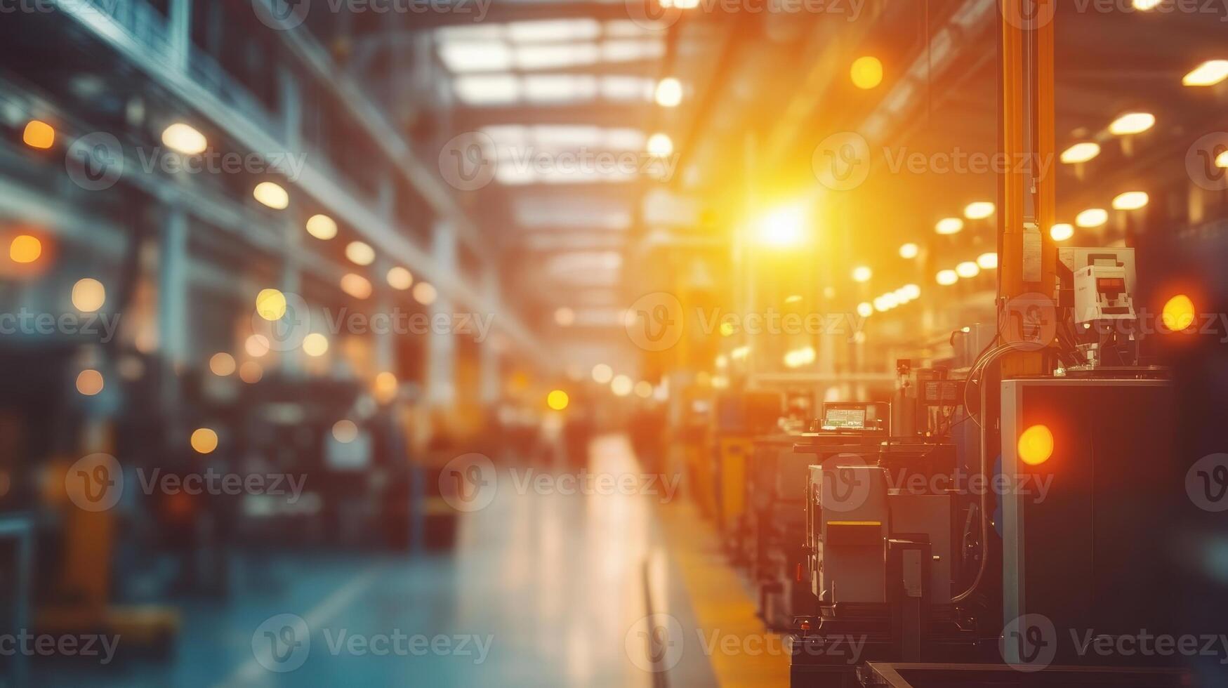 Industrial interior with machinery and warm lighting, indicating a manufacturing environment photo