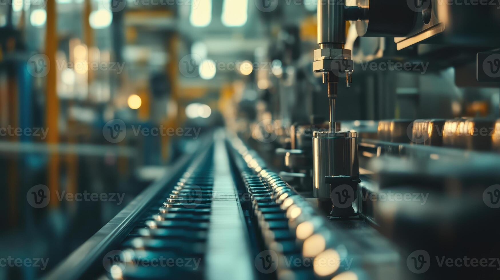 Industrial machinery with a focus on precision components in a manufacturing setting. photo