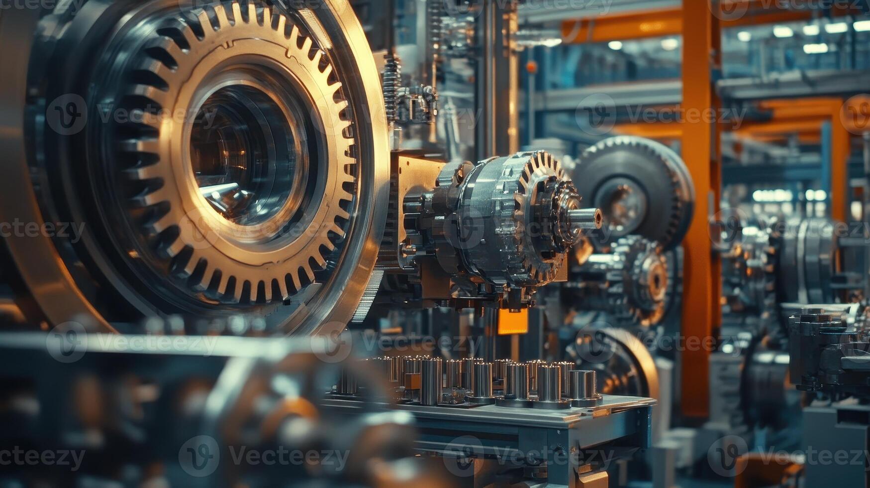 Industrial machinery in a manufacturing setting, showcasing intricate components and assembly. photo