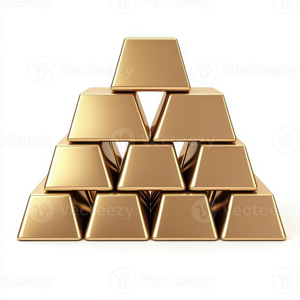 A pyramid of gold bars stacked in a visually appealing arrangement photo