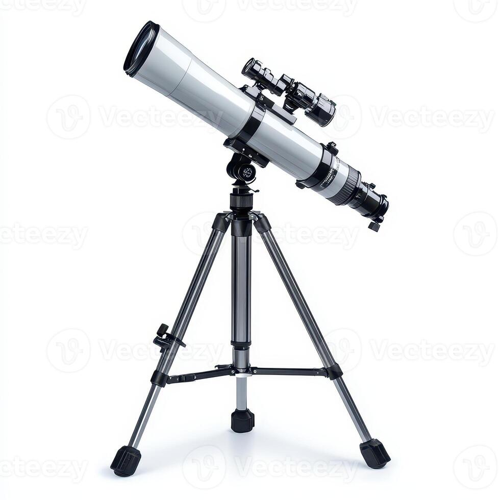 A sleek telescope on a tripod, designed for stargazing and astronomical observations. photo