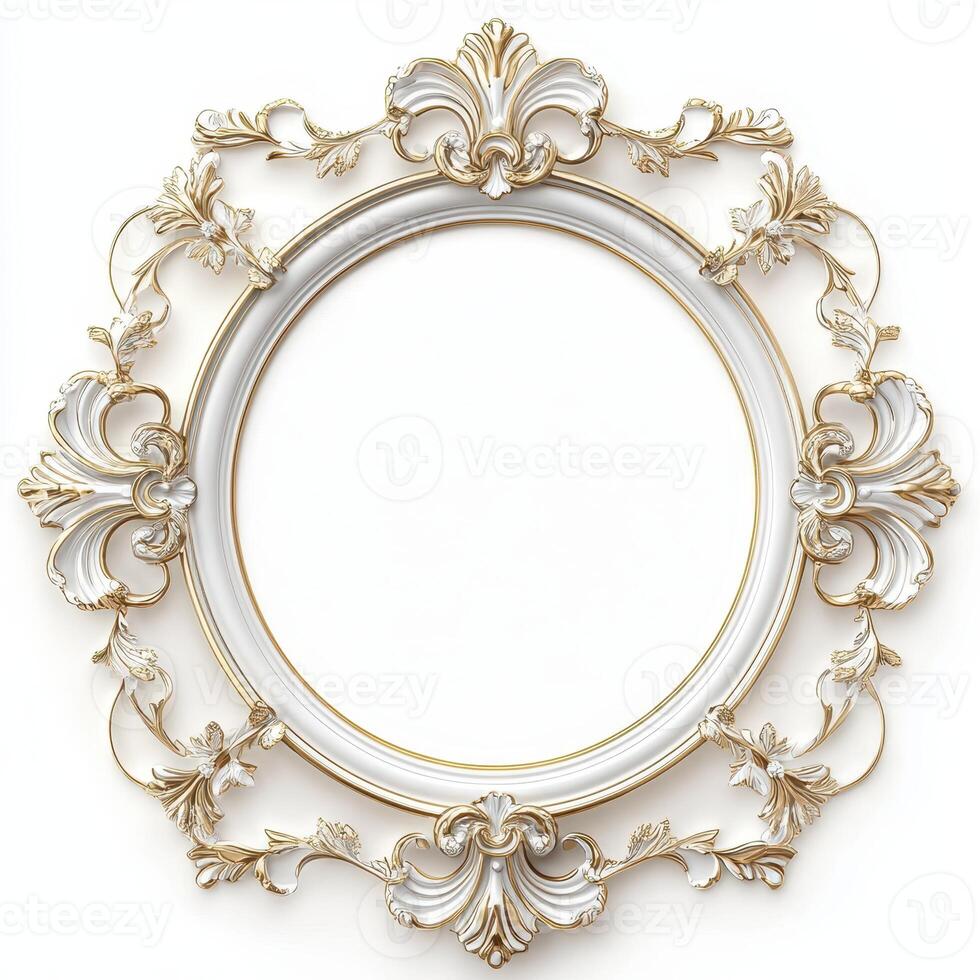Ornate decorative picture frame with intricate designs and a blank center for artwork. photo