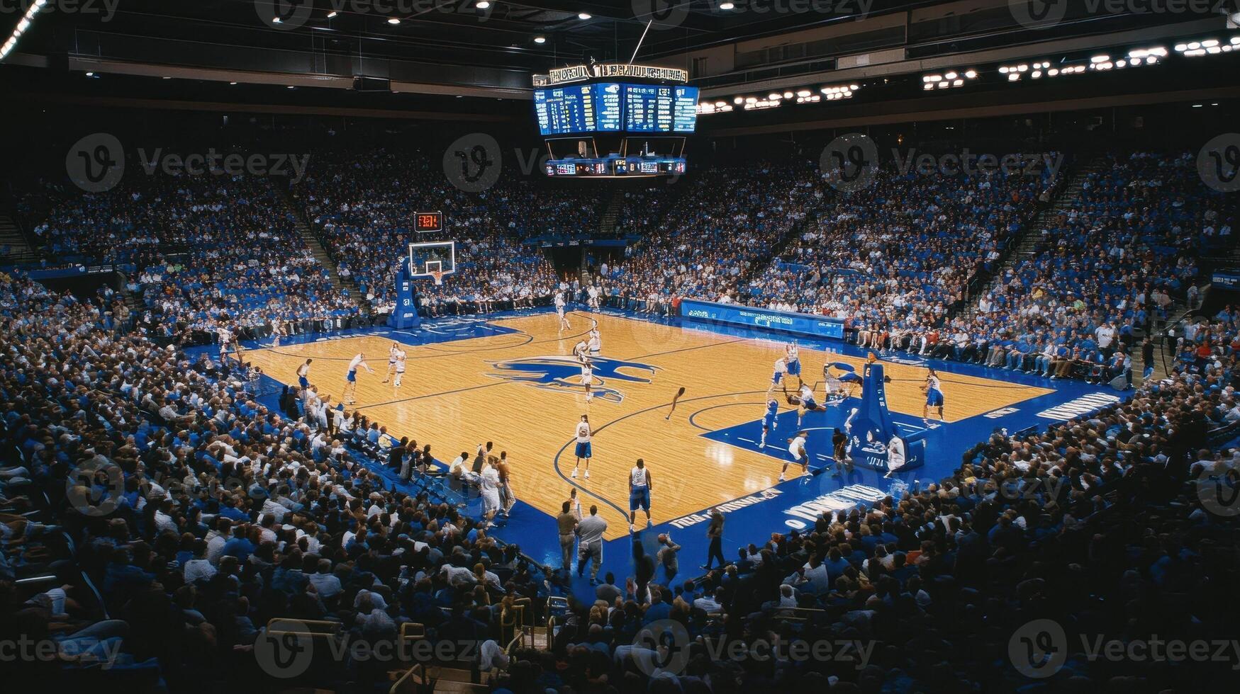 A packed arena during a basketball game, showcasing excitement and competition photo