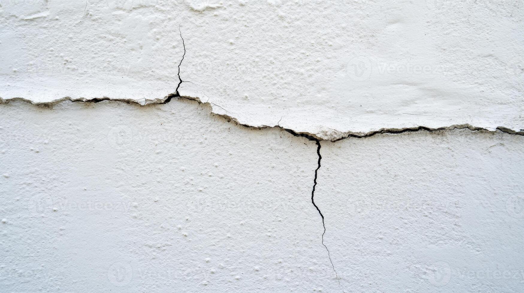 A close-up view of a cracked white wall, highlighting structural damage photo