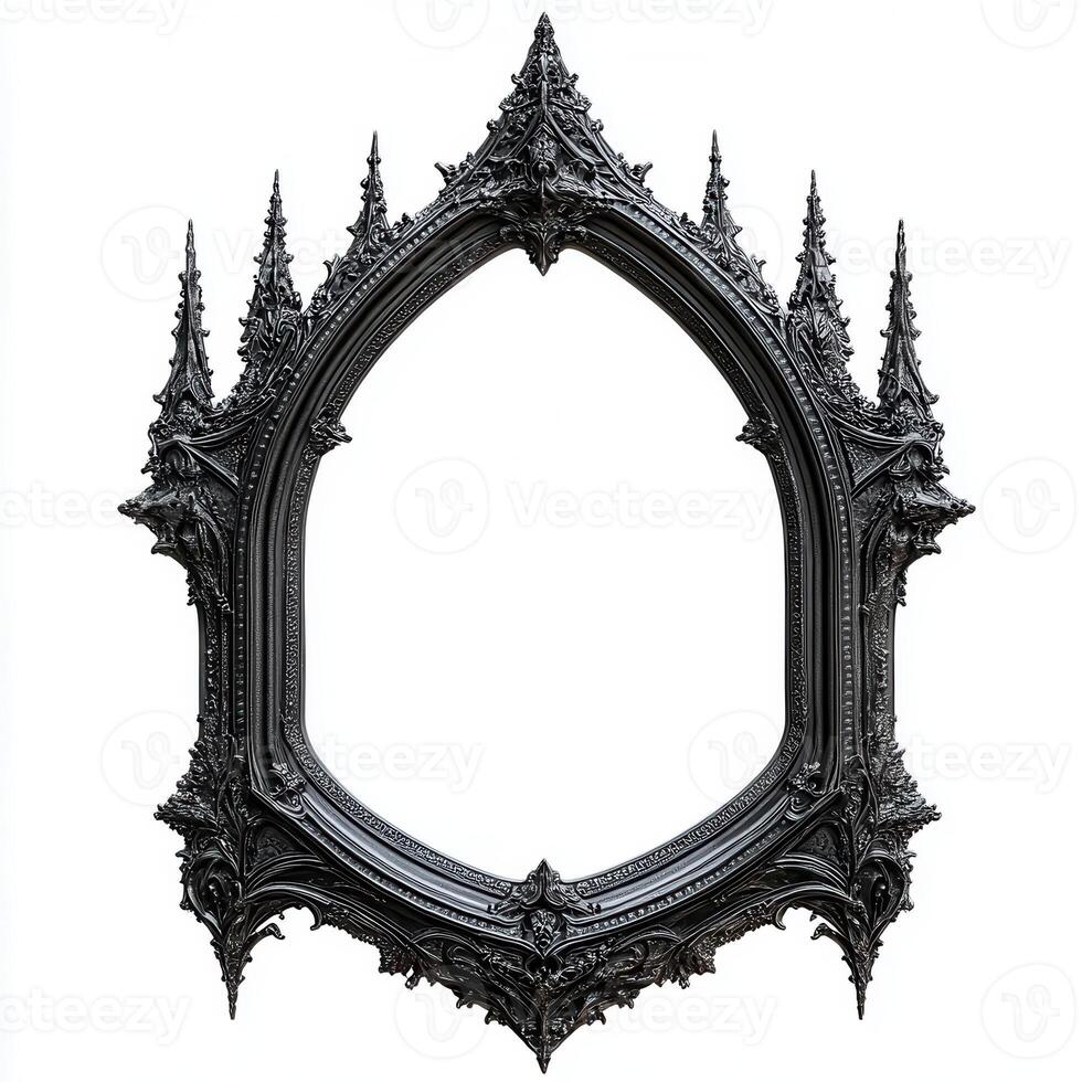 Ornate black frame with gothic design, suitable for displaying art or photographs photo