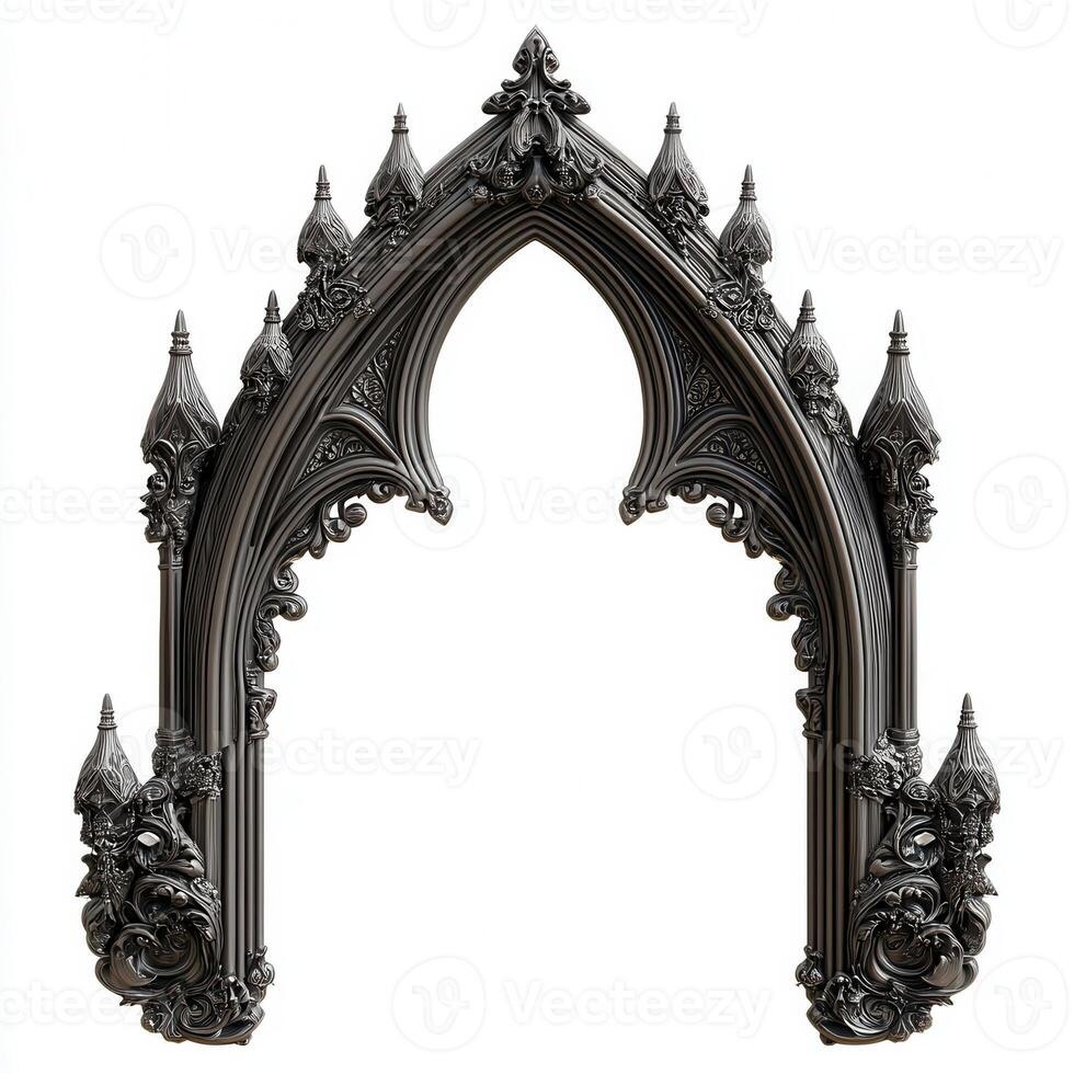 Ornate gothic archway design with intricate detailing and pointed structure photo
