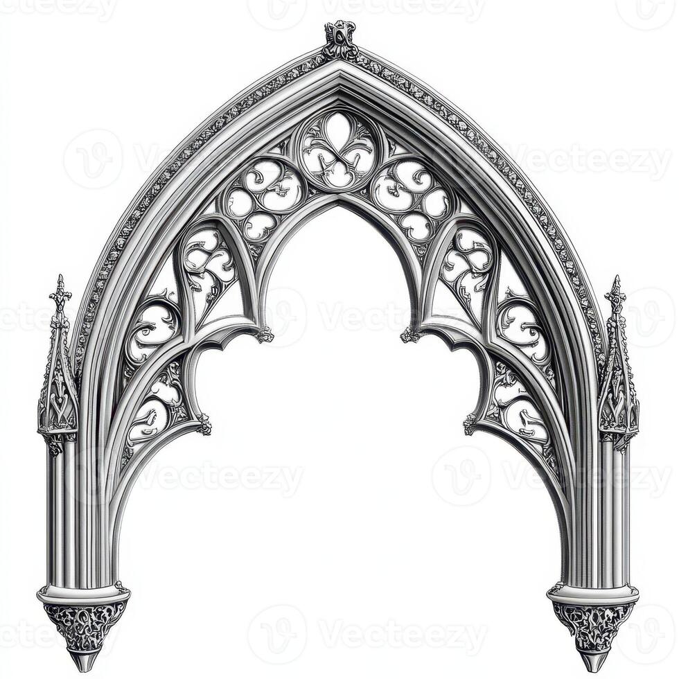 Ornate Gothic arch design featuring intricate patterns and pointed structures photo
