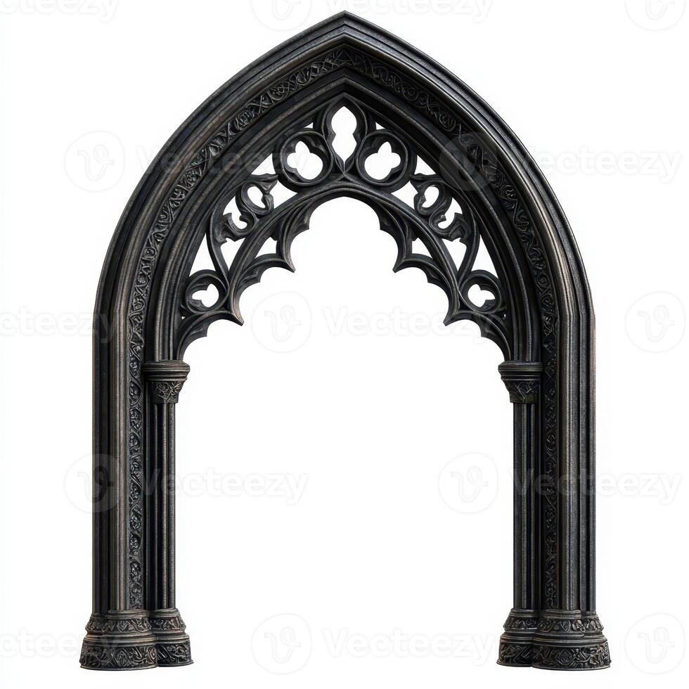 A gothic-style archway with intricate designs and details photo