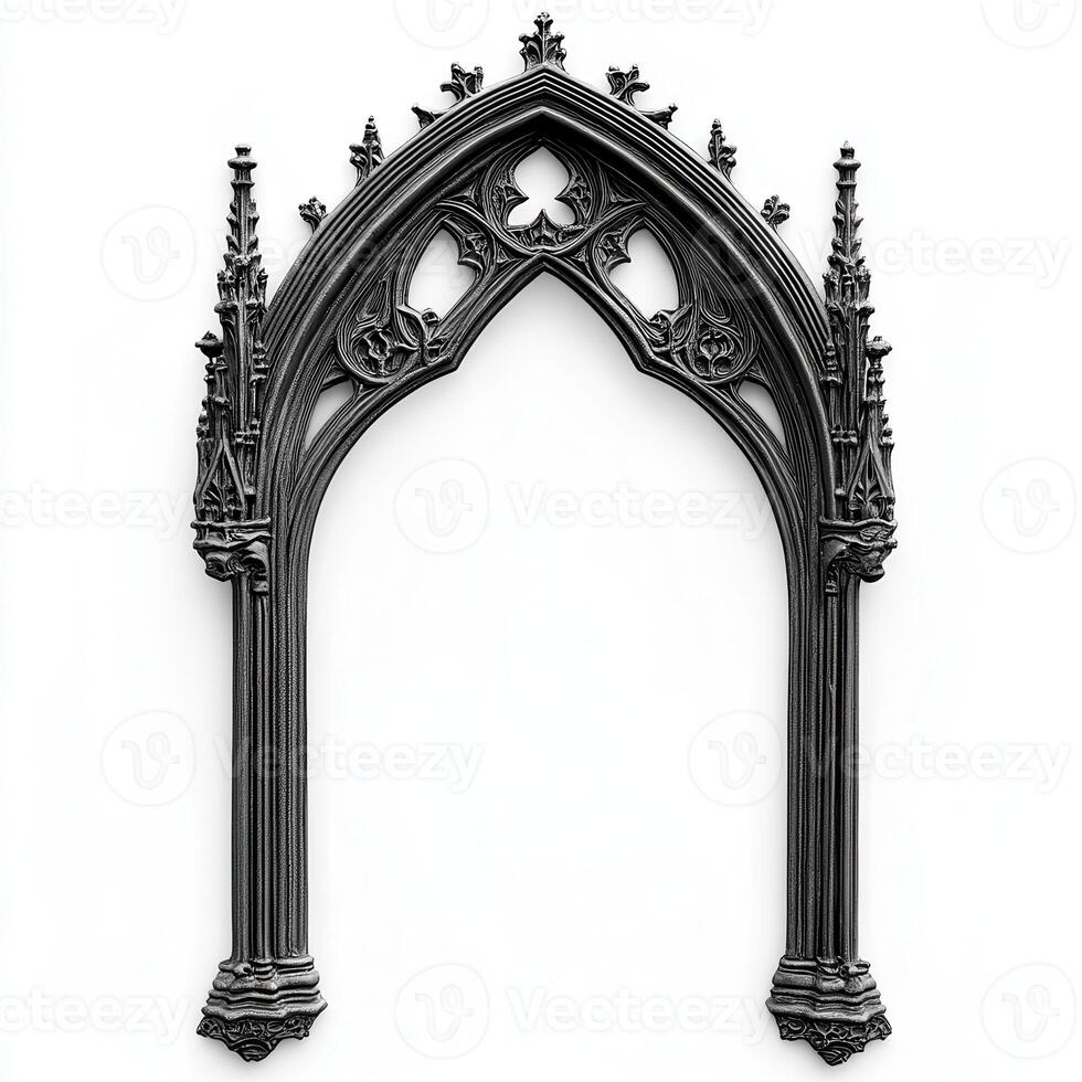 A decorative gothic arch frame with intricate detailing, suitable for artwork display photo