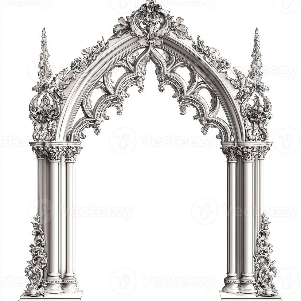 Ornate architectural archway with intricate designs and columns, photo