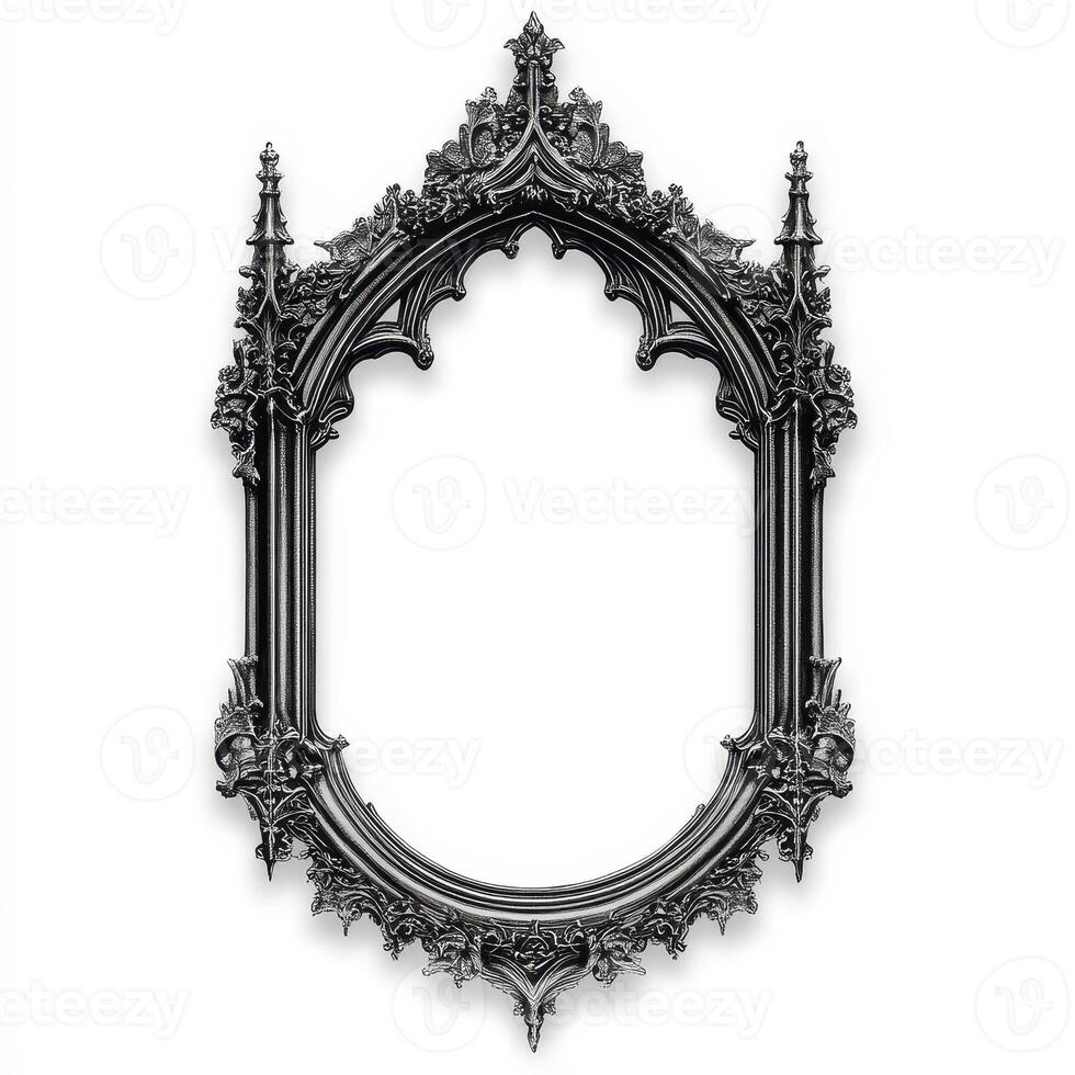 Ornate gothic-style picture frame with intricate details and a blank interior for artwork photo