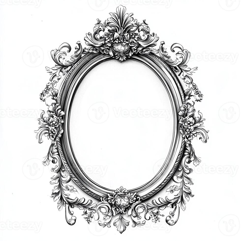 Ornate vintage picture frame with intricate detailing, empty for artwork or photographs photo