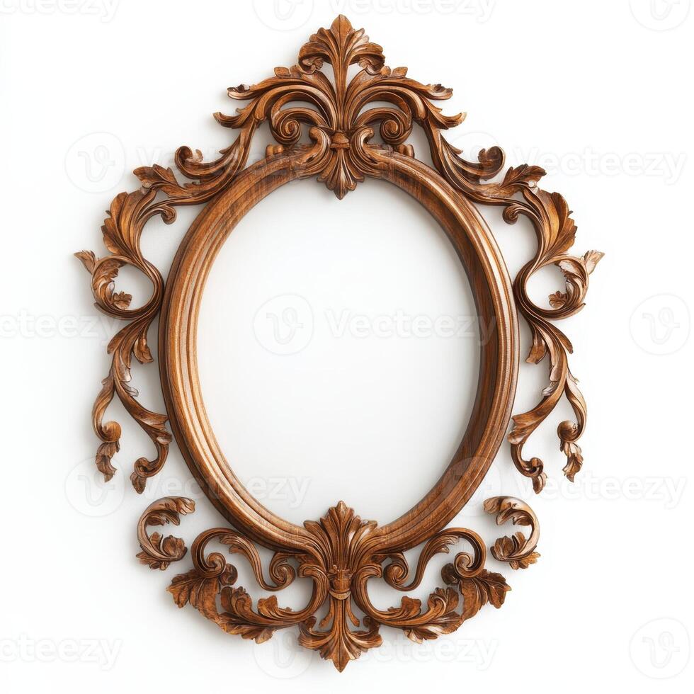 Ornate wooden picture frame with intricate carvings, designed to hold artwork or photos